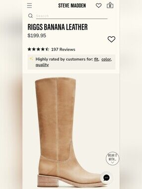 New In Box Steve Madden Tan Leather Knee-High Riggs Boot